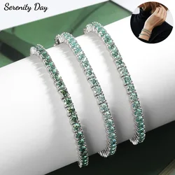 Serenity 3mm Green Moissanite Tennis Bracelet for Women Man Anniversary Gift S925 Sterling Silver Bracelet Plated 18k Hand Chain