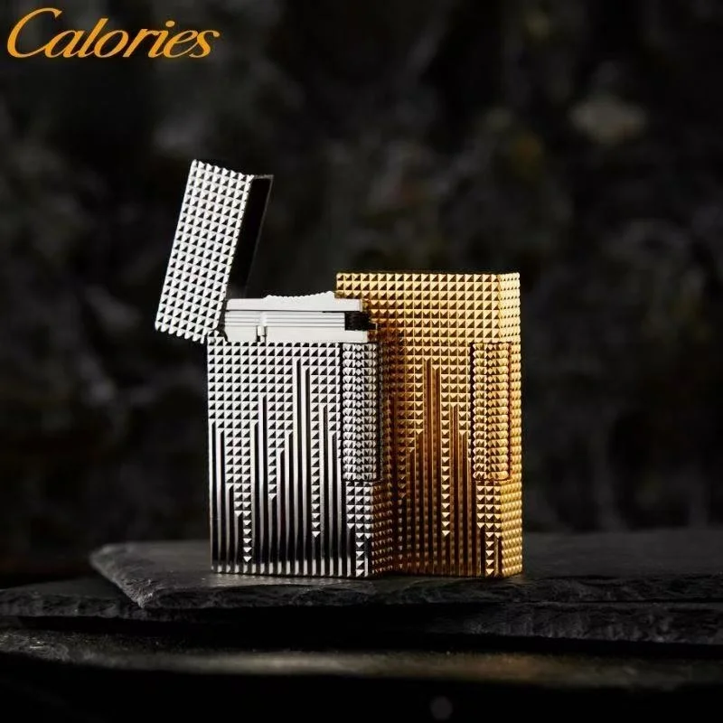 

Портативные газовые зажигалки Calorie в стиле ар-деко, классические, с гравировкой, с чистым звуком, уникальные аксессуары для курения, подарок на день рождения для курильщика