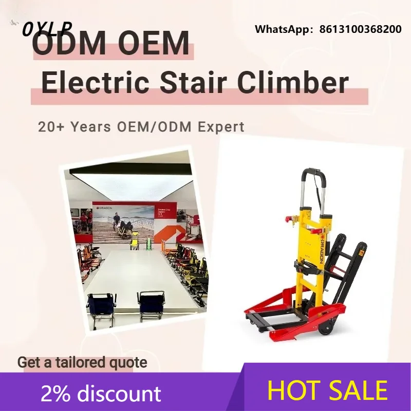 OYLP Dragon Electric Motorized Mobile Stair Lift Climber Folded Aluminium Alloy Step-Climbing Trolley for Rehabilitation