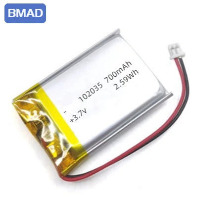 3.7V 102035 700mAh Polymer Lithium Battery Suitable for Beauty Electronic Makeup Mirror Battery Bluetooth Earphone Loss Device