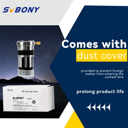 Imagen 2 del producto SVBONY SV137 1,25 pulgadas 2X/3X Lente Barlow Cuerpo de metal Accesorio de telescopio totalmente multicapa para telescopio ocular astronomía