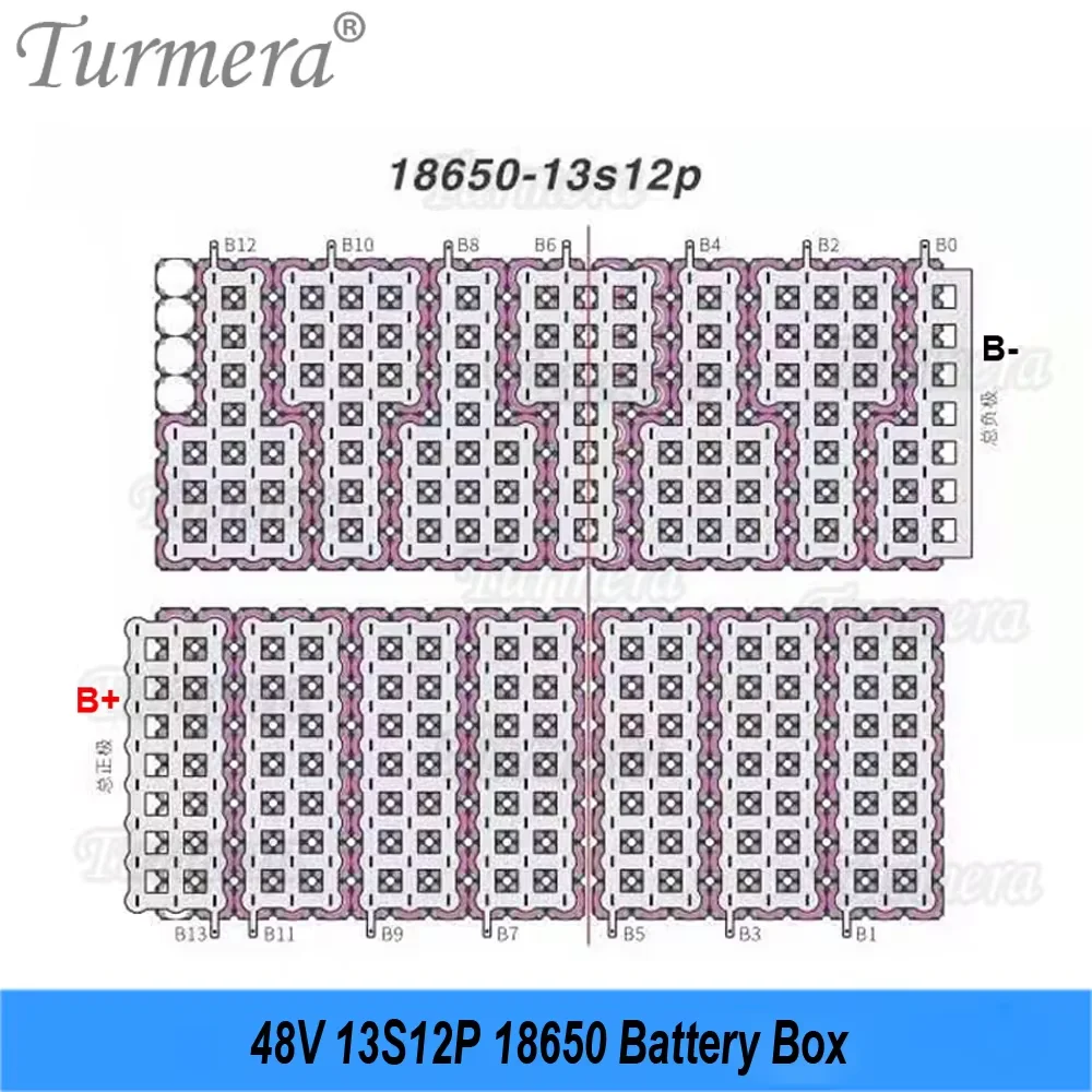 Turmera 48V E-Bike Battery Box Case 13S 30A 50A Balance BMS z uchwytem 13S12P 18650 DC XT60 Wtyczka Spawanie Nickel Zastosowanie w opakowaniu do