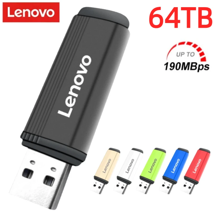 Lenovo-メタルUSB 3.0フラッシュドライブ,高速ペンドライブ,ポータブルSSDメモリディスク,Type-Cアダプタ,4テラバイト,64テラバイト,16テラバイト