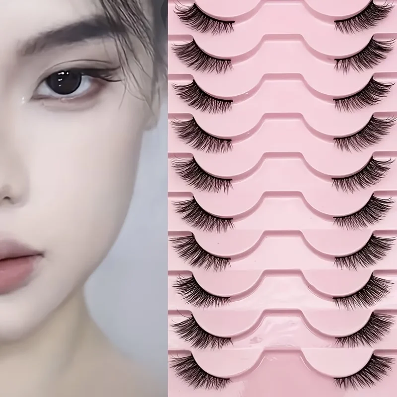 One Set 10 Pairs Natural Half Fox Eye Eyelashes With 3mm 5mm 9mm Lengths Soft Lightweight Lashes Perfect For Beginners And Daily