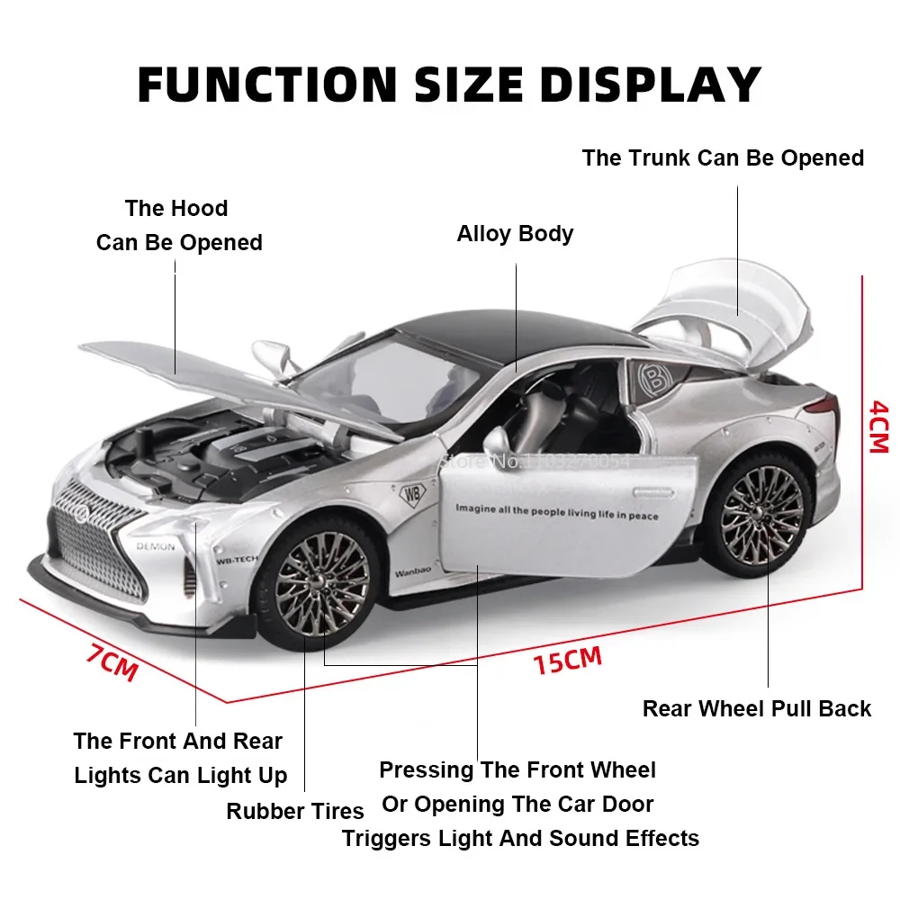 1:32 Lexus lc500 Miniatur Modell auto Legierung Druckguss Metall Gummireifen Sound Licht zurückziehen Funktion Fahrzeuge Sammlung Kinder Spielzeug