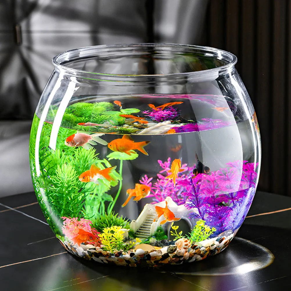 Fish Bowl Plastic Round Fish Bowl Unbreakable Vases Bowls Fish Tank Aquarium Clear Globe Hydroponic Planter Vase Pot Goldfish