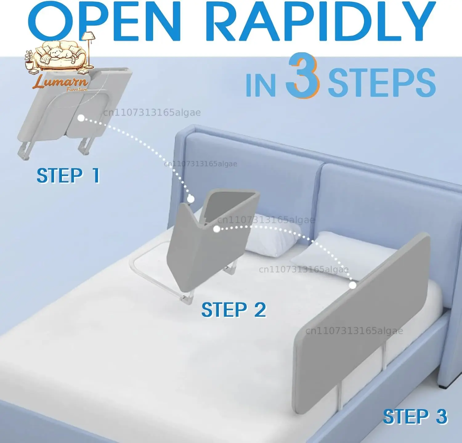 150cm Baby Safety Bed Guardrail Travel Portable Sleeping Guardrail Rail Kid Anti Falling Foldable Bed Protector Barrier(59 inch)
