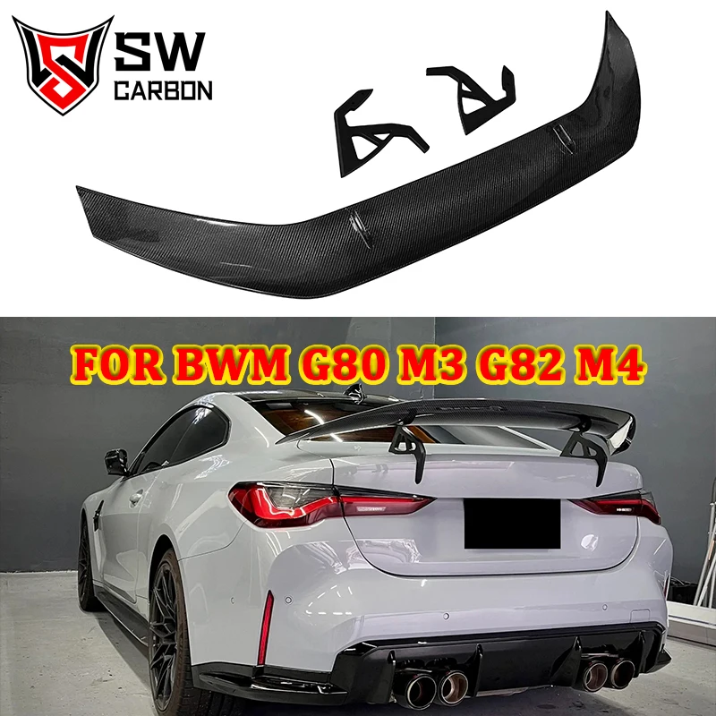 Dry Carbon Fiber A Style Swan Neck Wing for BMW G80 M3 G82 G83 M4 Trunk Lip Splitter Spoiler Guide Diverter Body Kit