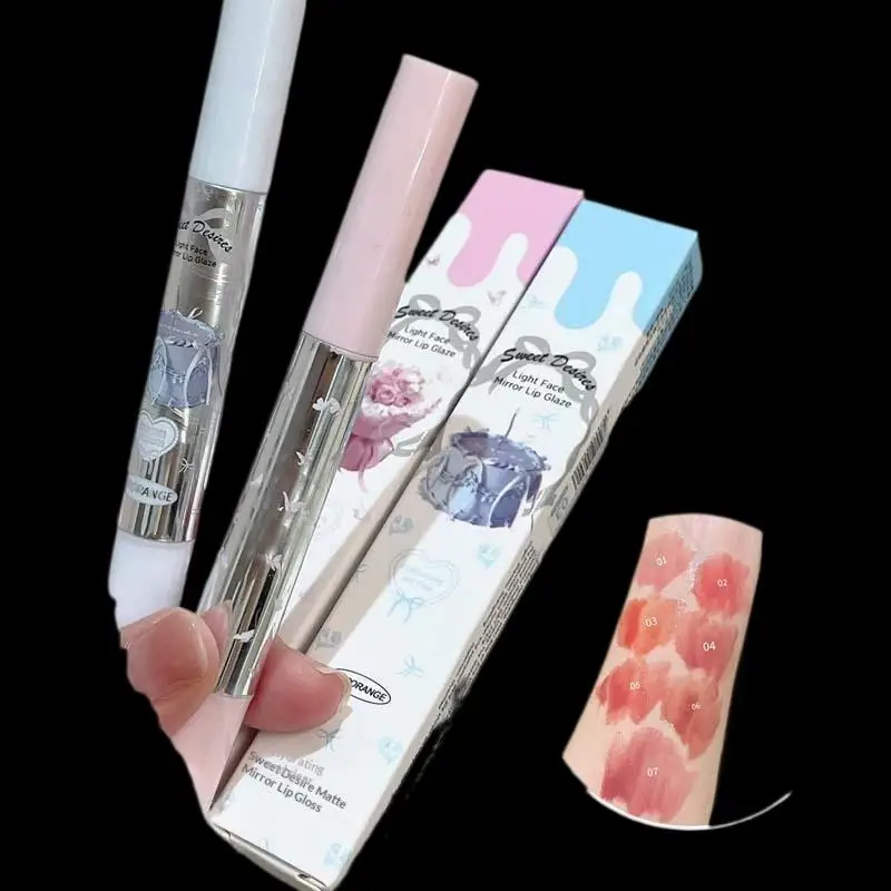 HERORANGE Flat Sponge Head Lip Gloss Moisturize Mirror Lip Glaze Lasting Waterproof Lip Plumping Tint Non Stick Cup Makeup