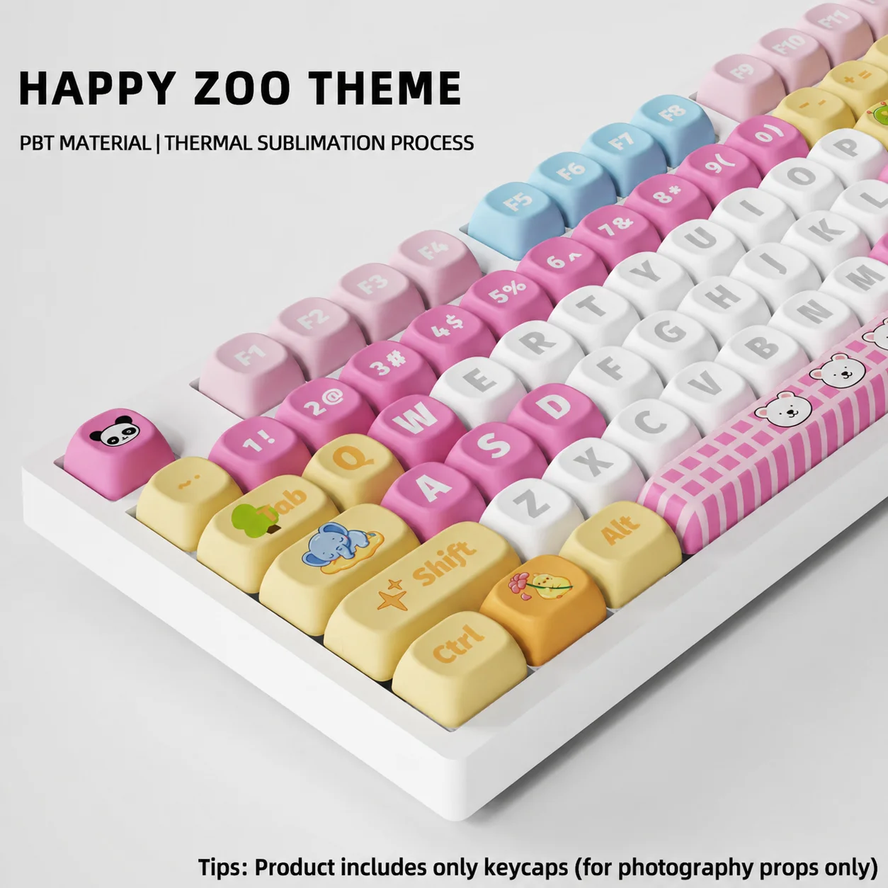 Happy Zoo Keycaps 121 Keys PBT Material MOA Profile DYE-SUB For MX Switch Wooting Mechanical Keyboard Keycaps ISO ANSI Layout