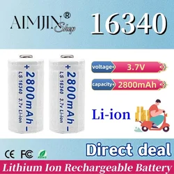 AIMJIN CR123A RCR 123 ICR 16340 2800mAh 3.7V For Safety Camera Rechargeable Battery Lithium Ion L70 Plus Charger