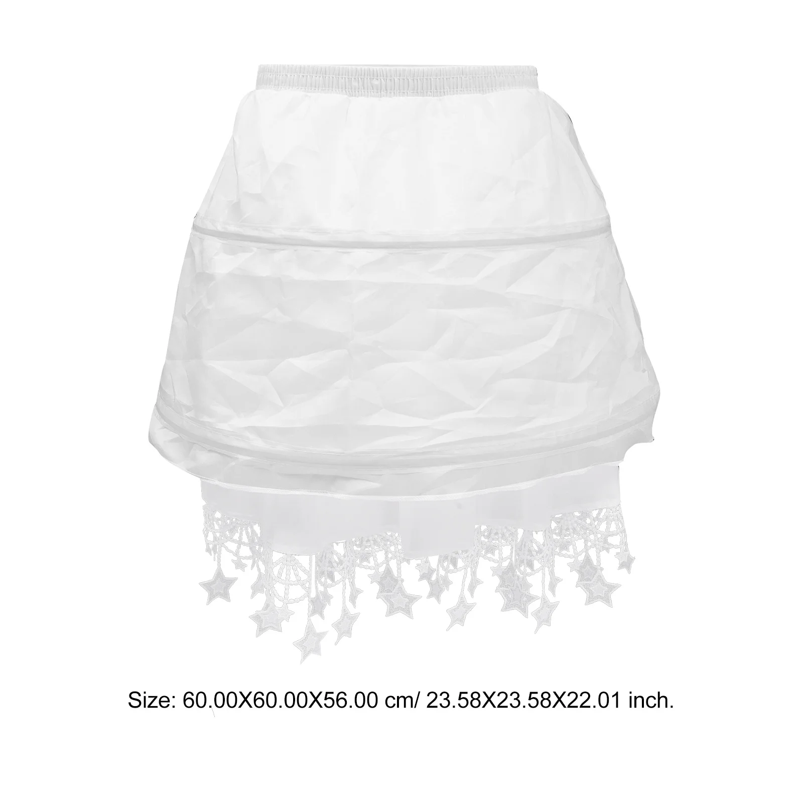 

Adjustable Lolita Petticoat Skirt Star Tassel Premium Fabric Elastic Waistband Double Layer Suitable Waist Circumference