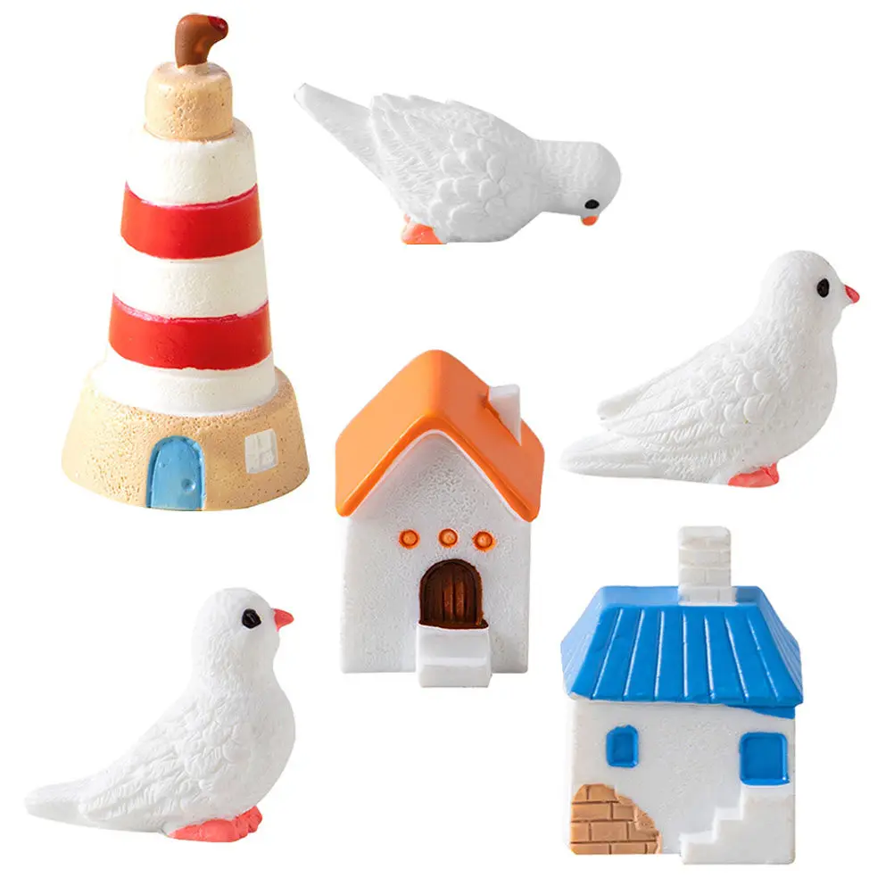 

Набор декоративных фигурок для островной виллы: маленькие садовые статуэтки голубей из смолы для дома, улицы, газона, патио, микроландшафтного дизайна