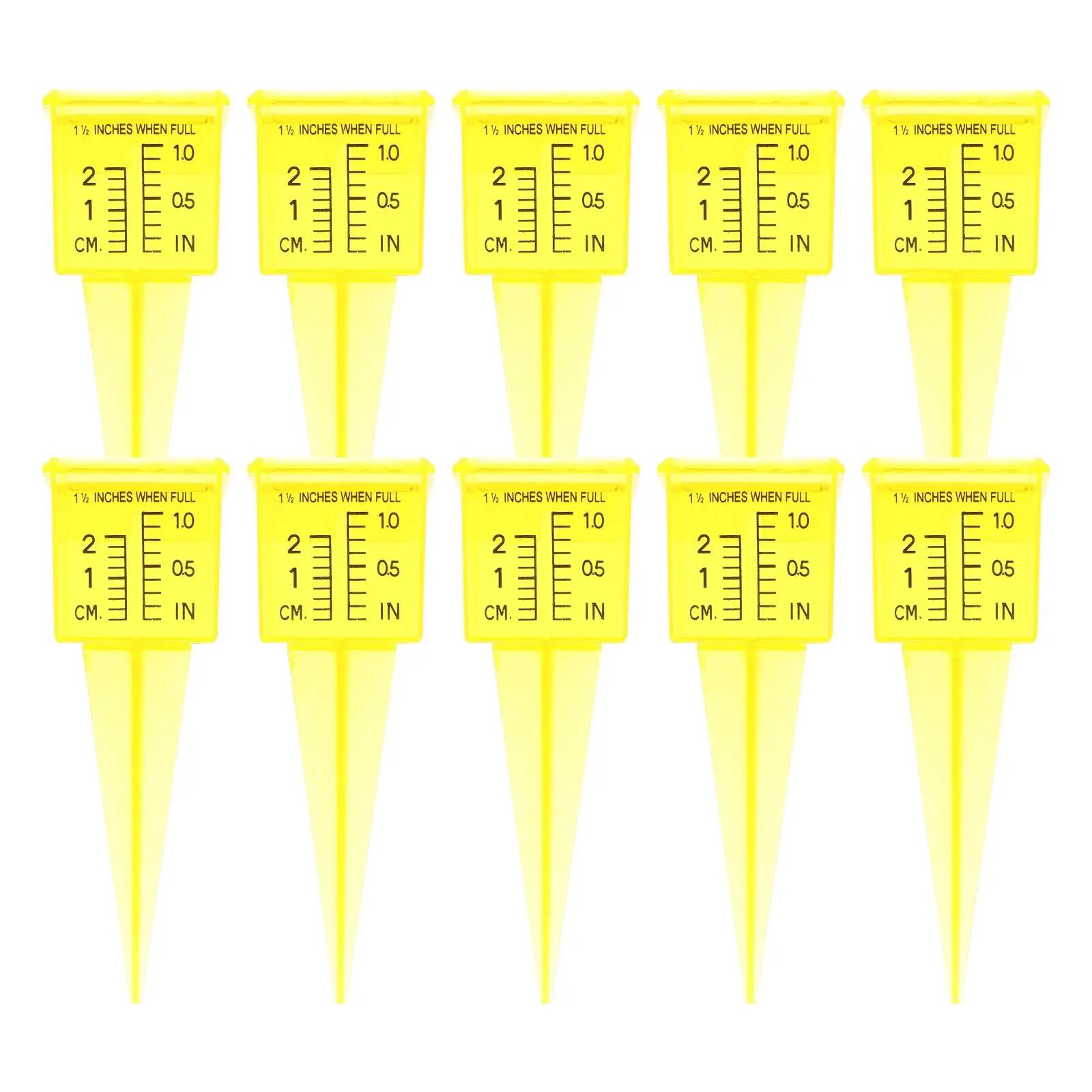 

10 Pcs Rain Gauge Premium Plastic Durable Wide Mouth Rainfall Measuring Cup Yellow Color Large Capacity Practical Decor Gift