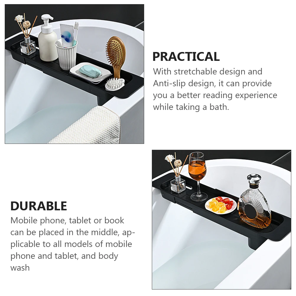 

Plastic Bathtub Rack Storage Tray Telescopic Basin Holder Bathing Phone Tablet Book Shelf Anti Slip Design Practical