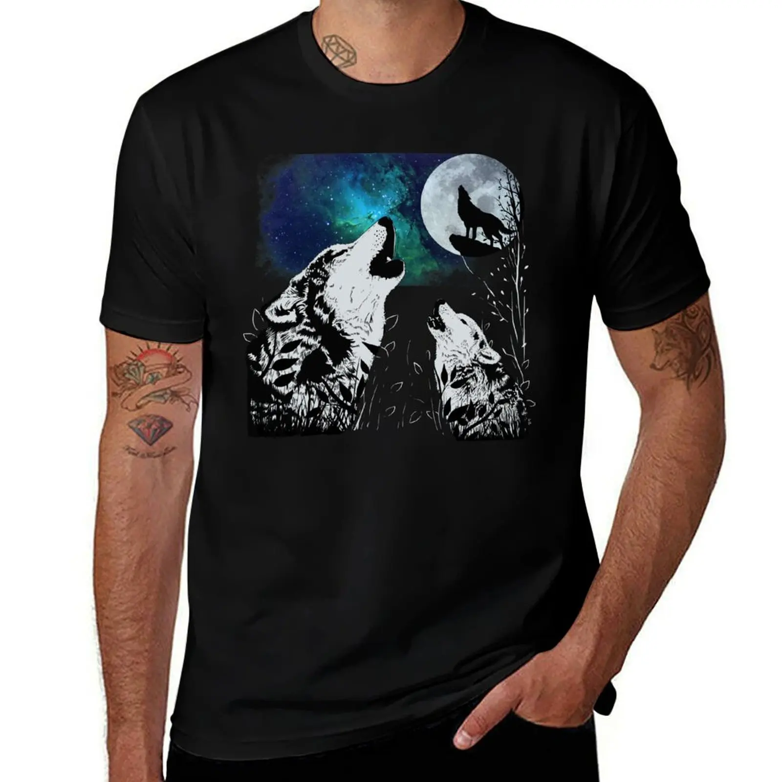 

3 wolf and Moon T-Shirt man t shirt cotton mens graphic t shirts t shirt personalised T-shirt