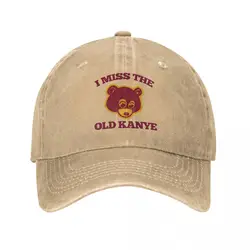 I Miss The Old Kanye West Unisex Baseball Caps College Dropout Bear Distressed Cotton Hat Outdoor Adjustable Fit Snapback Cap