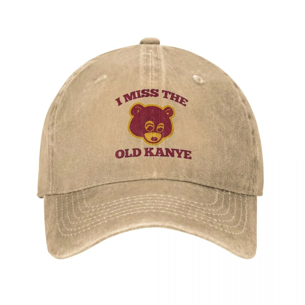 I Miss The Old Kanye West Unisex Baseball Caps College Dropout Bear Distressed Cotton Hat Outdoor Adjustable Fit Snapback Cap