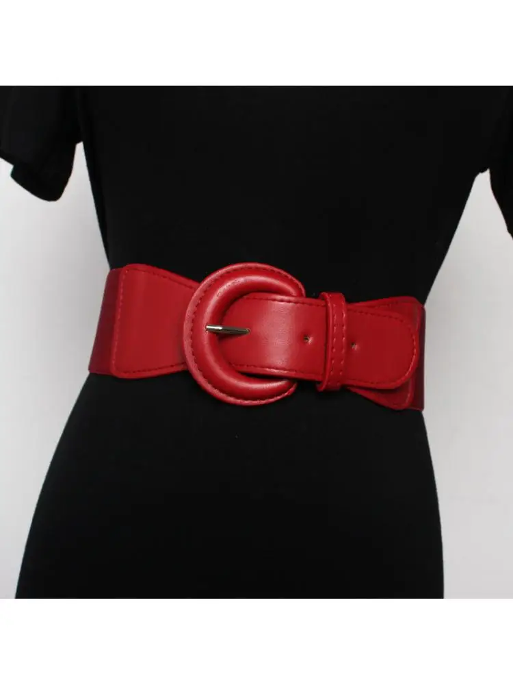 2022 الخصر ختم المرأة الديكور الموضة في جميع أنحاء معطف تنورة سترة مرونة الخصر إغلاق الخصر حزام عريض تصميم دائري