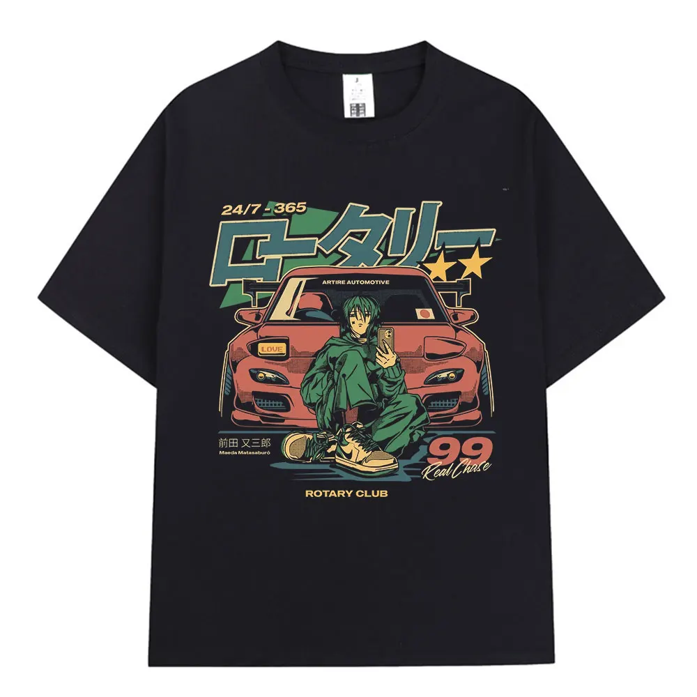Anime Initial D Drift AE86 Takumi Fujiwara JDM Car T Shirts Men Women Clothing Fashion Casual 100% Cotton Short Sleeves T-Shirts