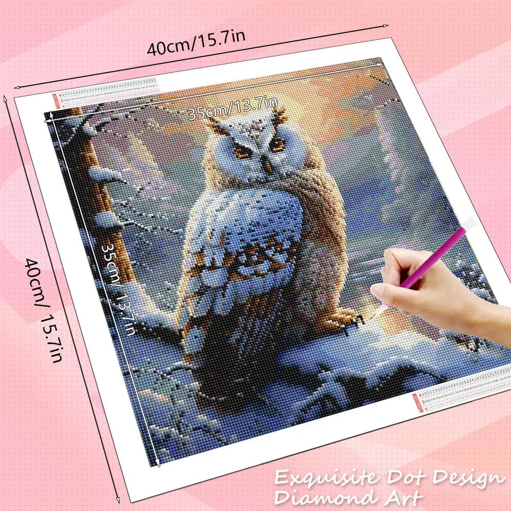 HUACAN 5D Diamond Painting Owl Animal Full Square Round Drill Decoration For Home Diamond Mosaic Rhinestones