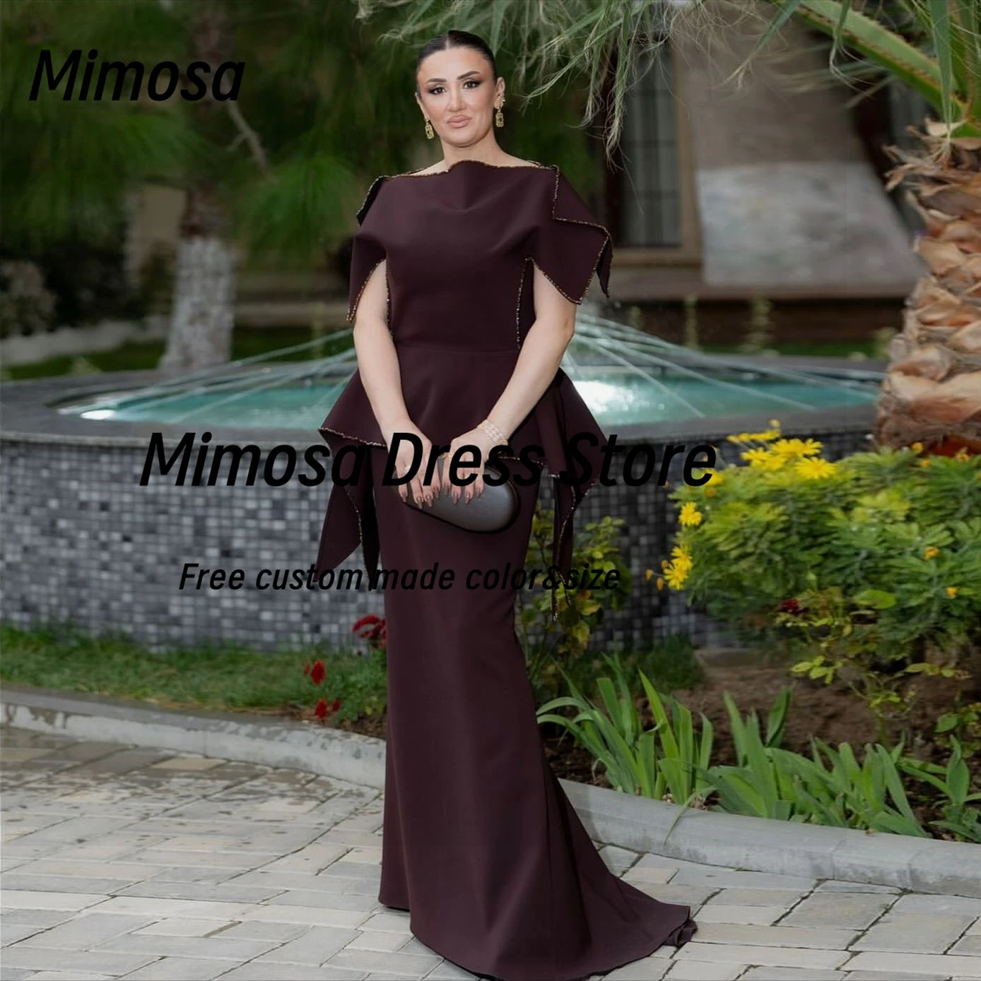 Mimosa Arabia Saudita Abiti da ballo Maniche corte Abito da festa formale Le donne indossano abiti da sera lunghi ed eleganti personalizzati