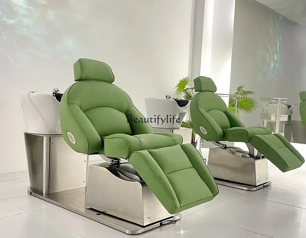 Health Therapy Electric Lifting Shampoo Chair for Hair Salon Rotating Semi-Full Lying Flushing Bed