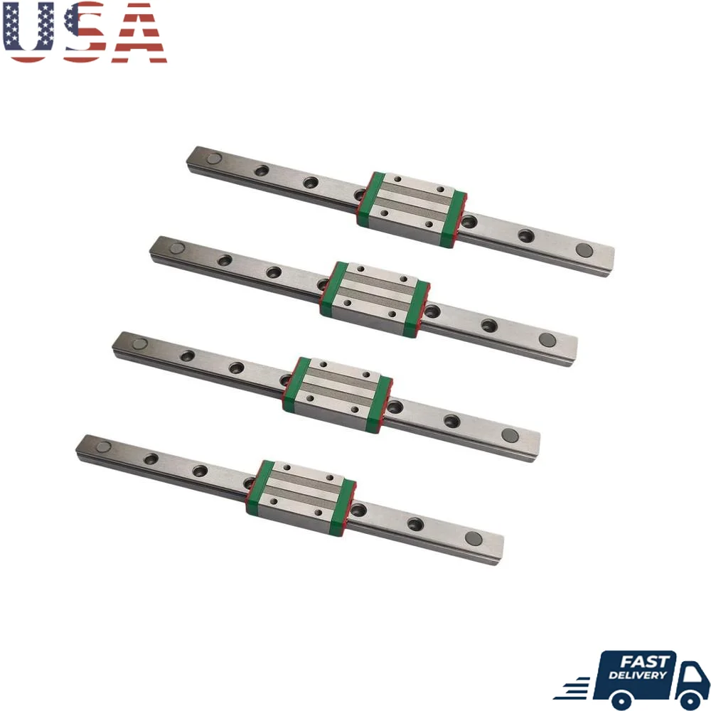 

4Pcs MGN12 H Type Linear Guide Rail 150mm Miniature Sliding Block CNC Precision Motion Bearing Steel