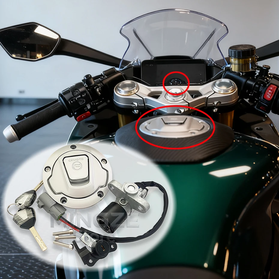 

Motorcycle Ignition Key Switch Lock Fuel Oil Tank Cover For CFMOTO 450SR CF450SR CF400-6 CF MOTO SR450 400-6