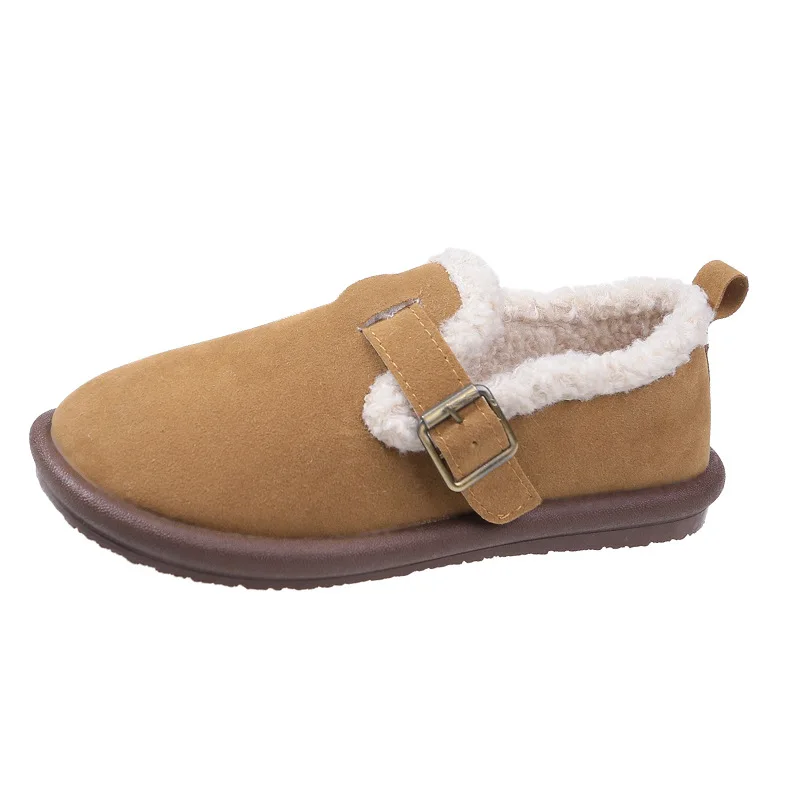 Winter Retro Women's Lamb Wool Shoes Warm Fur Flat Loafers Women Outdoor Waterproof Ankle Boots Lazy Moccasin Driving Shoes