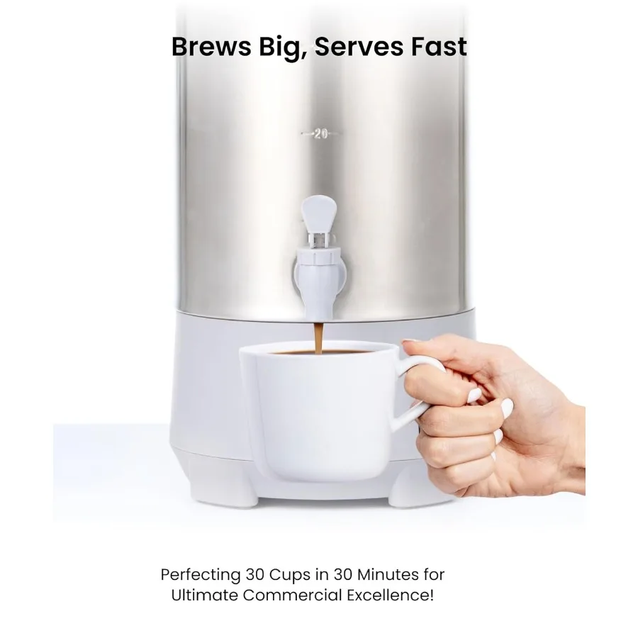 ماكينة صنع القهوة بيركوليت من الفولاذ المقاوم للصدأ من الدرجة التجارية، جرة الماء الساخن لأحداث تقديم الطعام، سعة 30 كوبًا مع أداء عالي 3.5 لتر