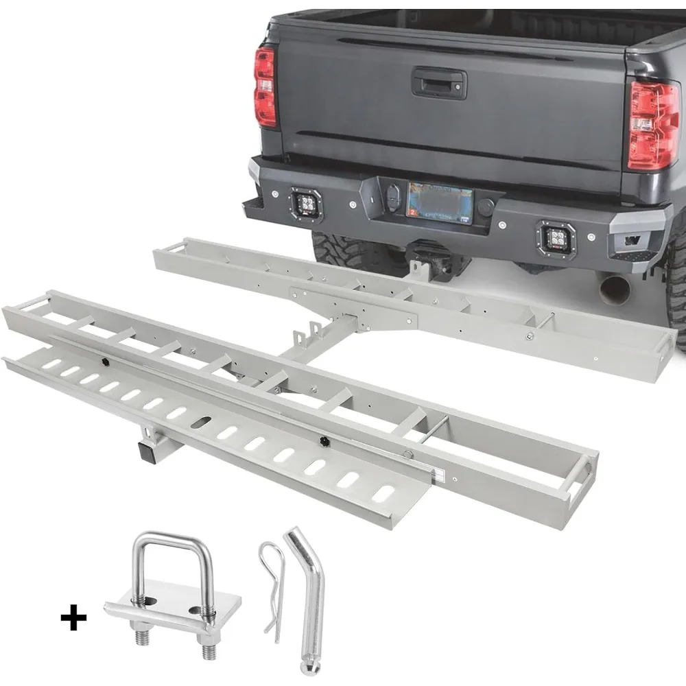 Lightweight Robust Aluminum Dirt Bike Hitch Carrier with Longer Ramp and Hitch Tightener