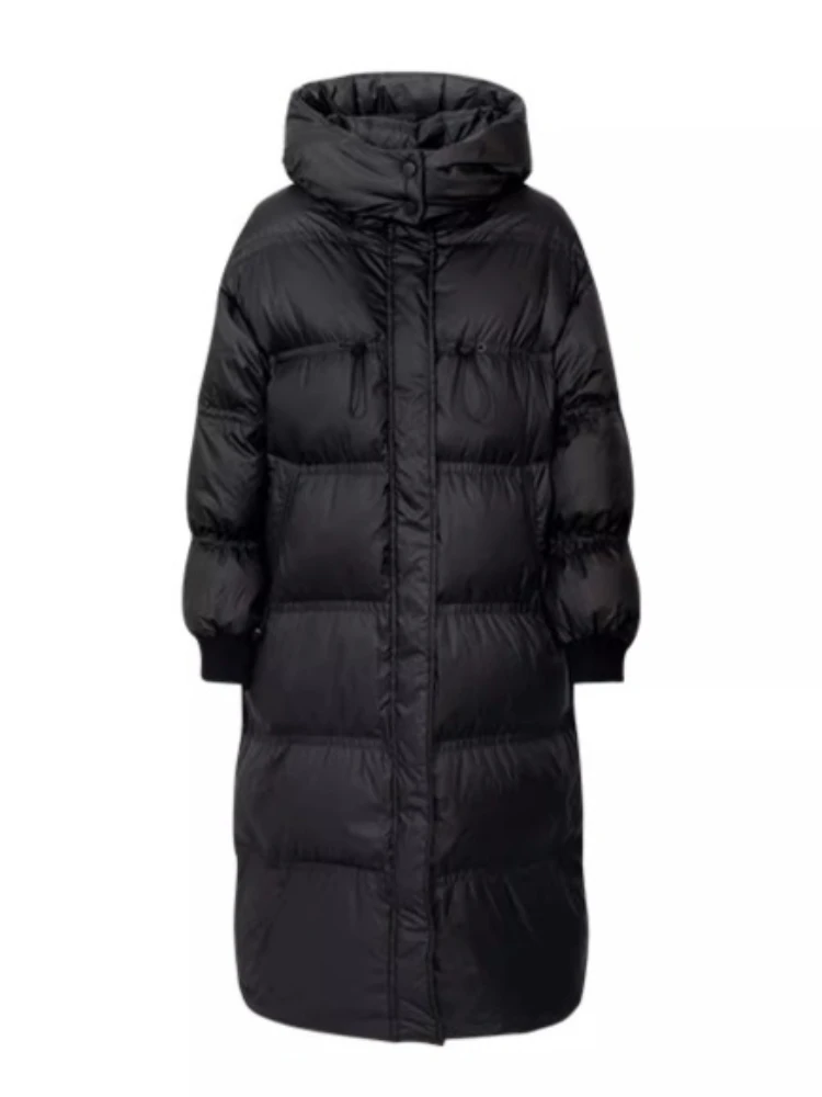 OLrain الشتاء ميدي مقنعين أسفل معاطف للمرأة الصلبة طويلة الأكمام أسفل السترات أنيقة تخفيف الملابس النسائية الدافئة O21DY59239