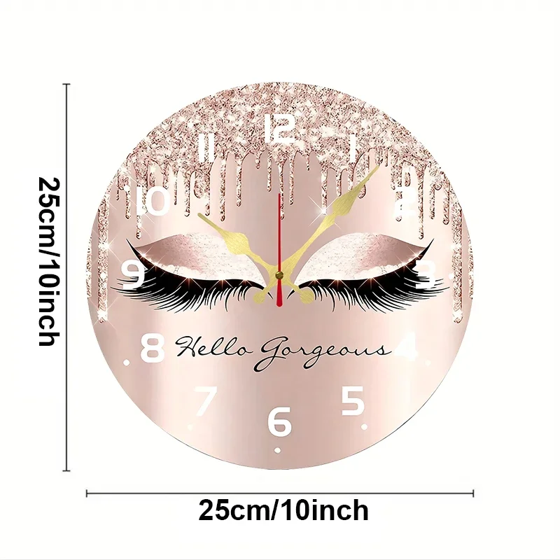 Eyelash Design Wooden Round Silent Hanging Wall Clock, Suitable For Living Room, Office, Study Room, Bedroom, Home Decoration