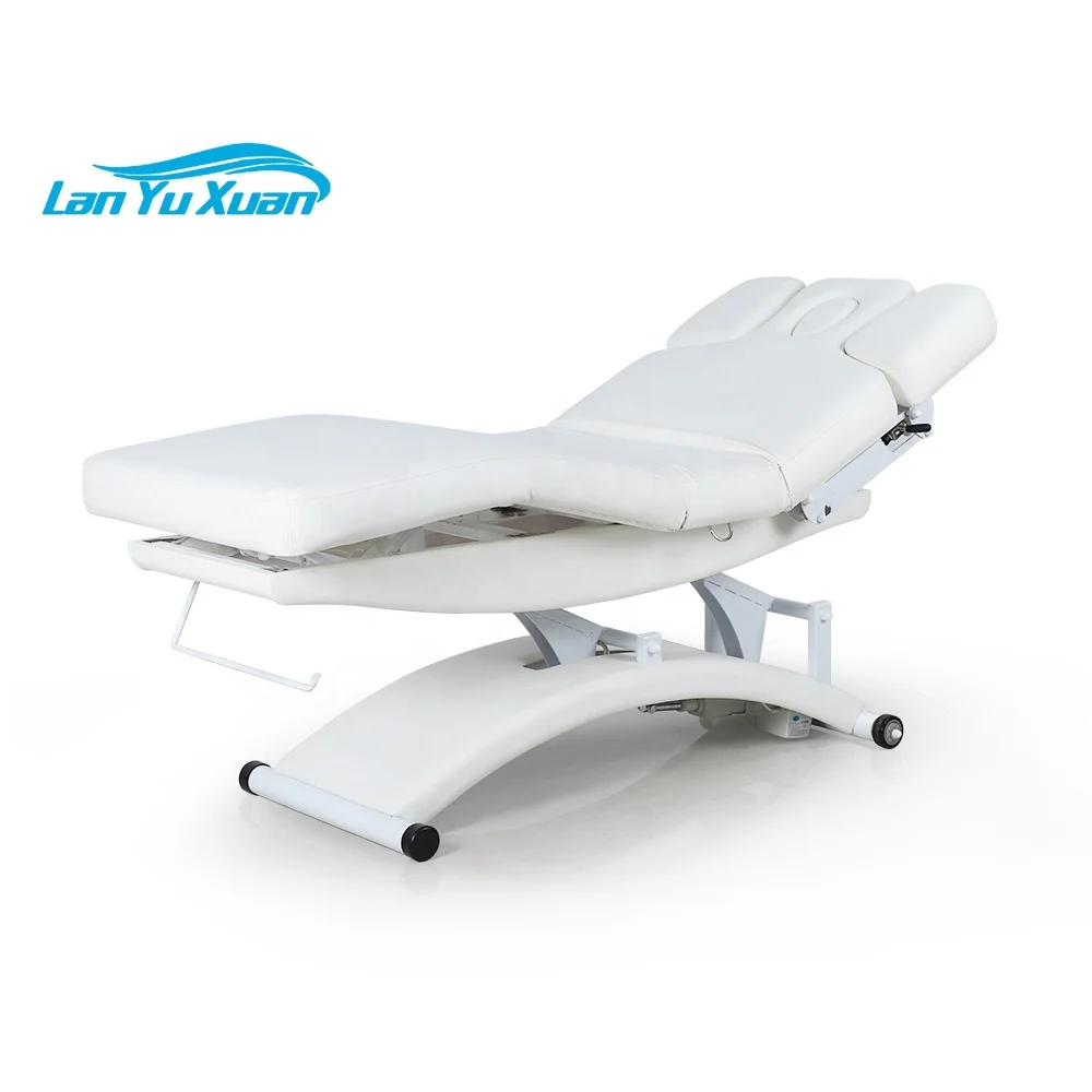 

Luxury White Esthetician Body Therapy Spa Treatment Salons Cosmetic 3 Electric Motor Extension Beauty Facial Bed Massage Table