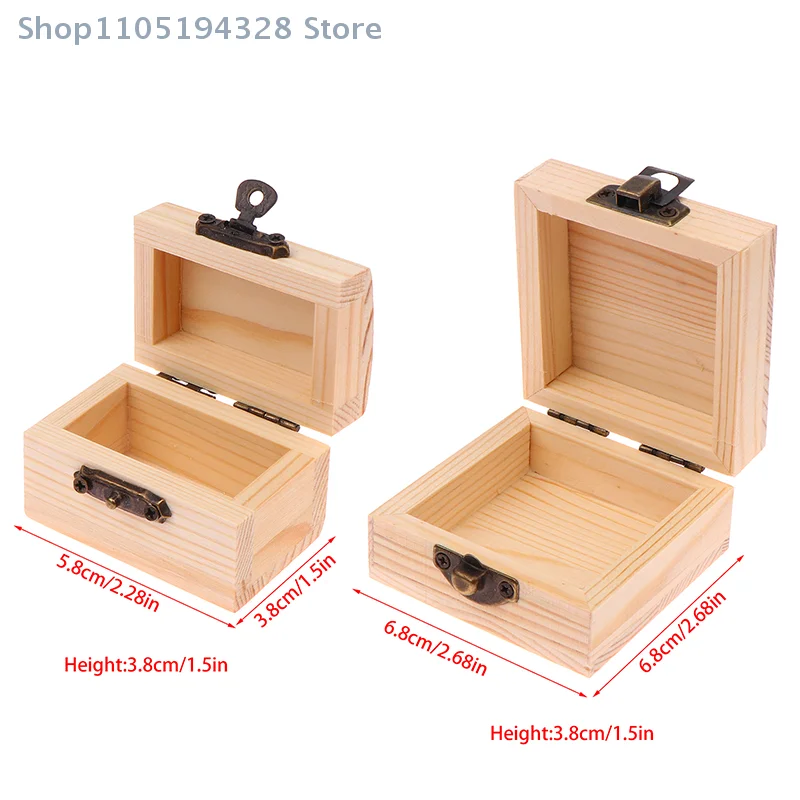 Caja de reloj de madera de Color de registro sin terminar, Cofre del Tesoro de madera de pino DIY con cierre de bloqueo, tapa con bisagras, caja de almacenamiento de joyería