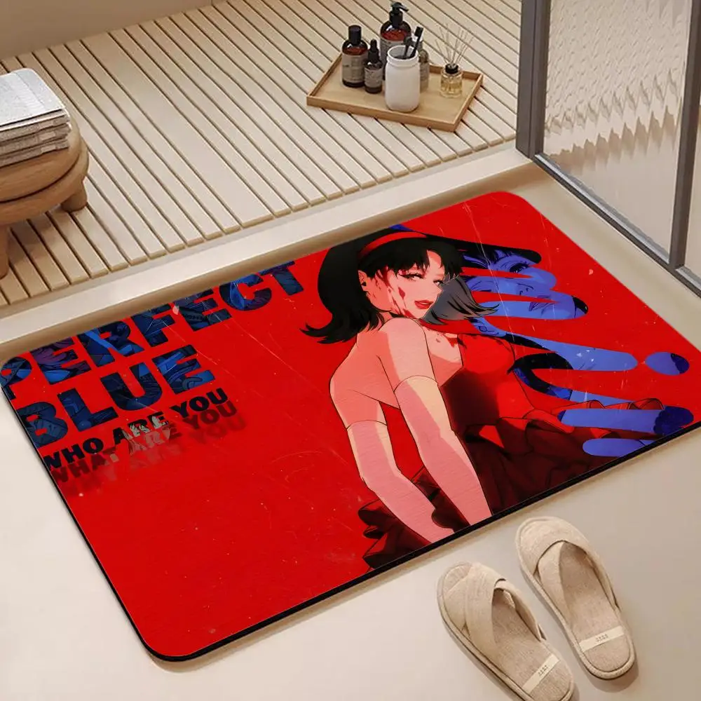 Floor Mat Diatomite Bath Mat, Quick Dry, Absorbent, Multi-Scene Mat Anime Movie P-Perfect B-Blue