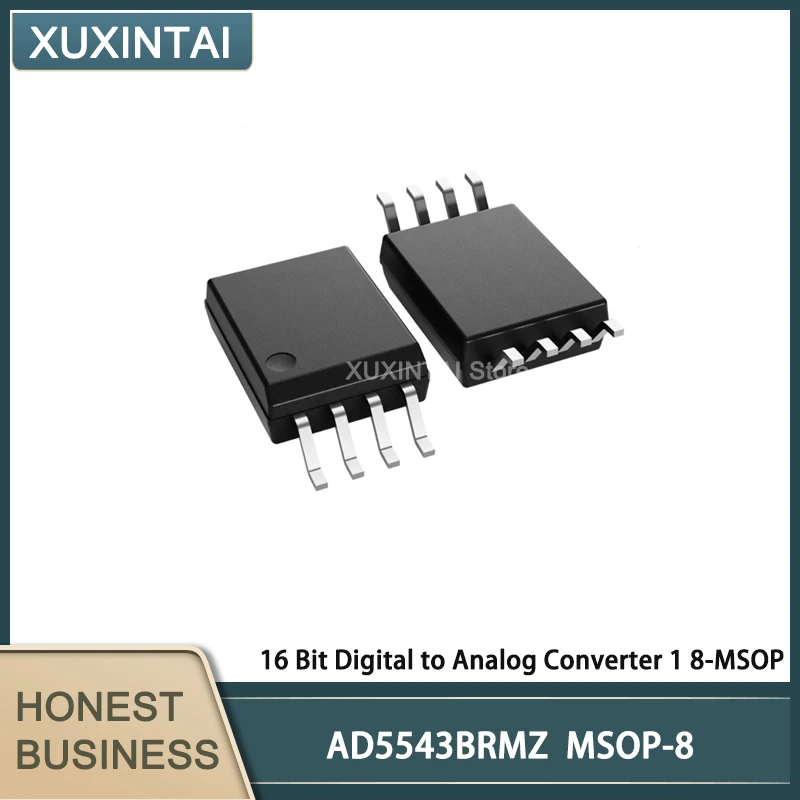 5Pcs/Lot   New Original  AD5543BRMZ AD5543  16 Bit Digital to Analog Converter 1 8-MSOP