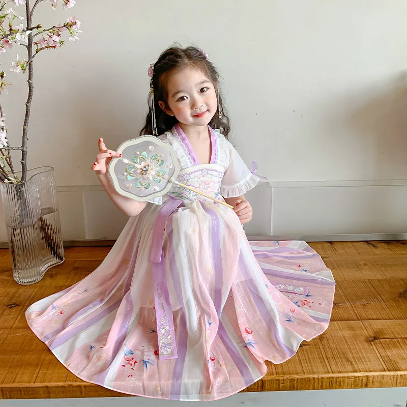 

Hanfu Girls' New Ancient Style Fashion Baby Princess Dress Summer Kids' Skirt