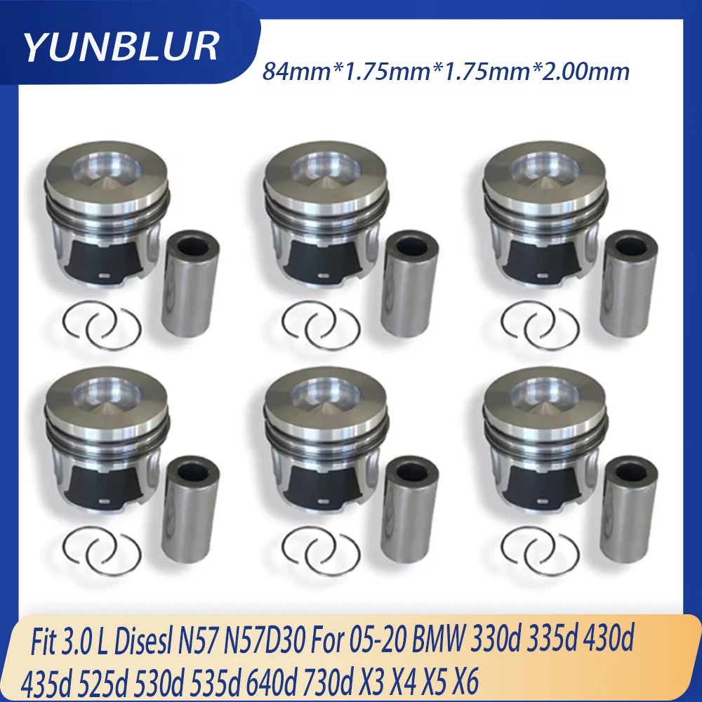 

STD Engine Piston & Rings Set Fit 3.0 L Disesl N57 N57D30 For 05-20 BMW 330d 335d 430d 435d 525d 530d 535d 640d 730d X3 X4 X5 X6