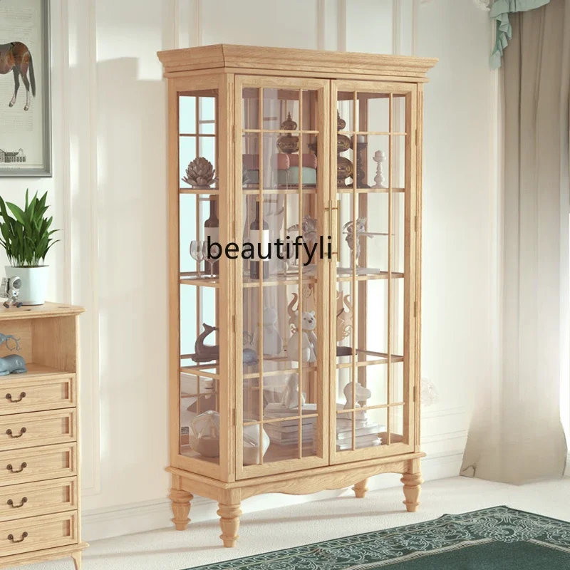 American 2 doors 3 doors log   living room large capacity glass display dining room locker