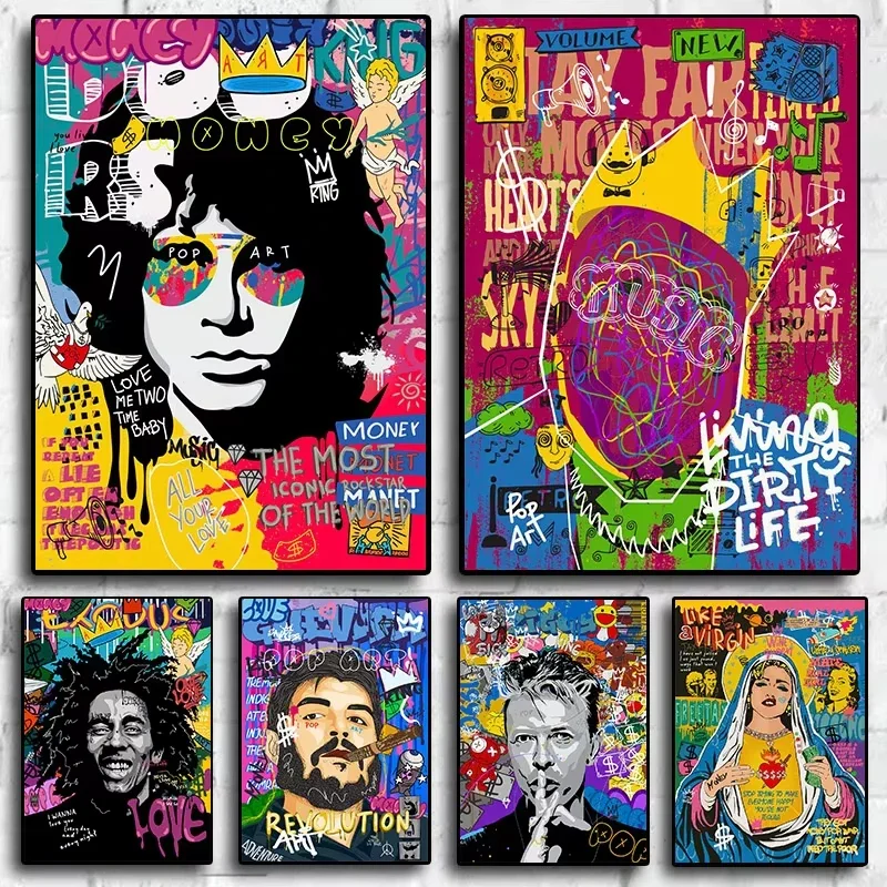 Póster de música de Graffiti de arte callejero Pop nórdico, pintura en lienzo de rapero Rock de la puerta estética, arte de pared, decoración de la habitación de la galería del hogar B