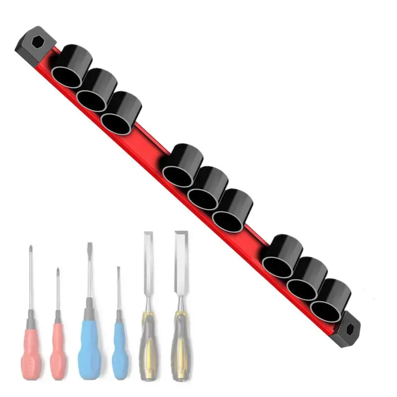 

Magnetic Screwdriver Organizer Tool Storage Rack For Wrench Wrench Organizer For Scissors Screwdrivers 9-Hole Rail Gardening