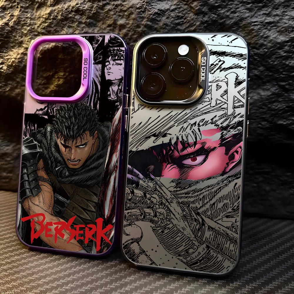 Popular Anime Berserks Guts Phone Case for iPhone 17 Air 16 16e 15 14 Plus 13 12 11 Pro Max X Xs XR 8 Colorful Silver Hard Cover