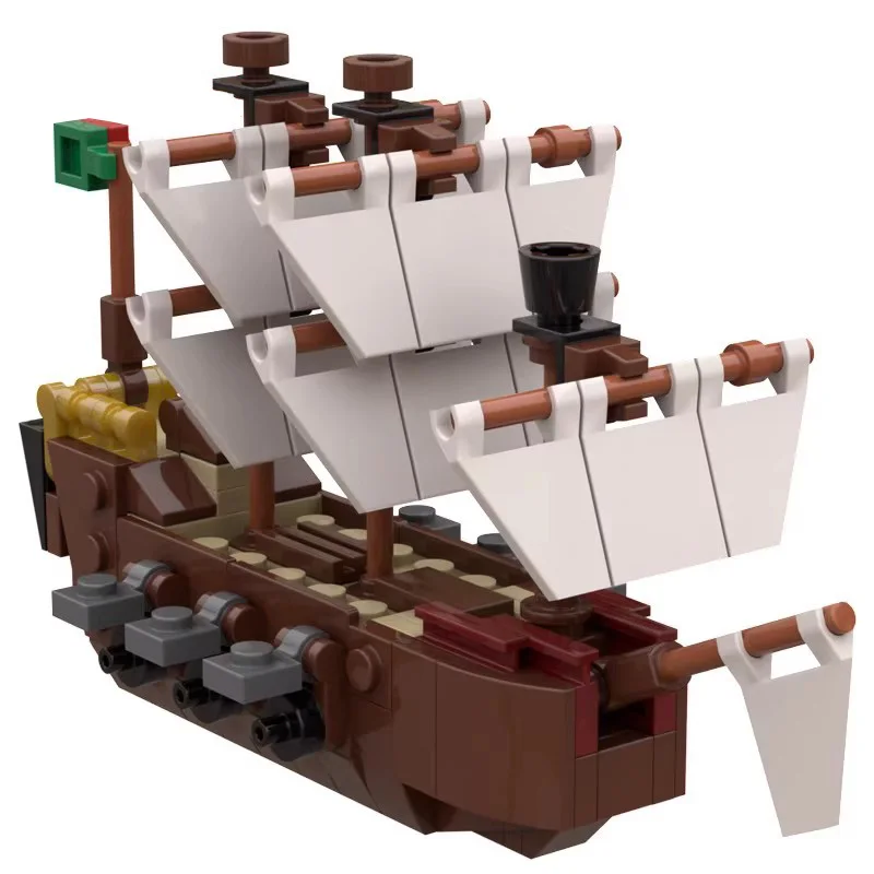 MOC Piratenboot Modell Bausteine Mittelalter Segelboot Schiff Versand Segelziegel Spielzeug