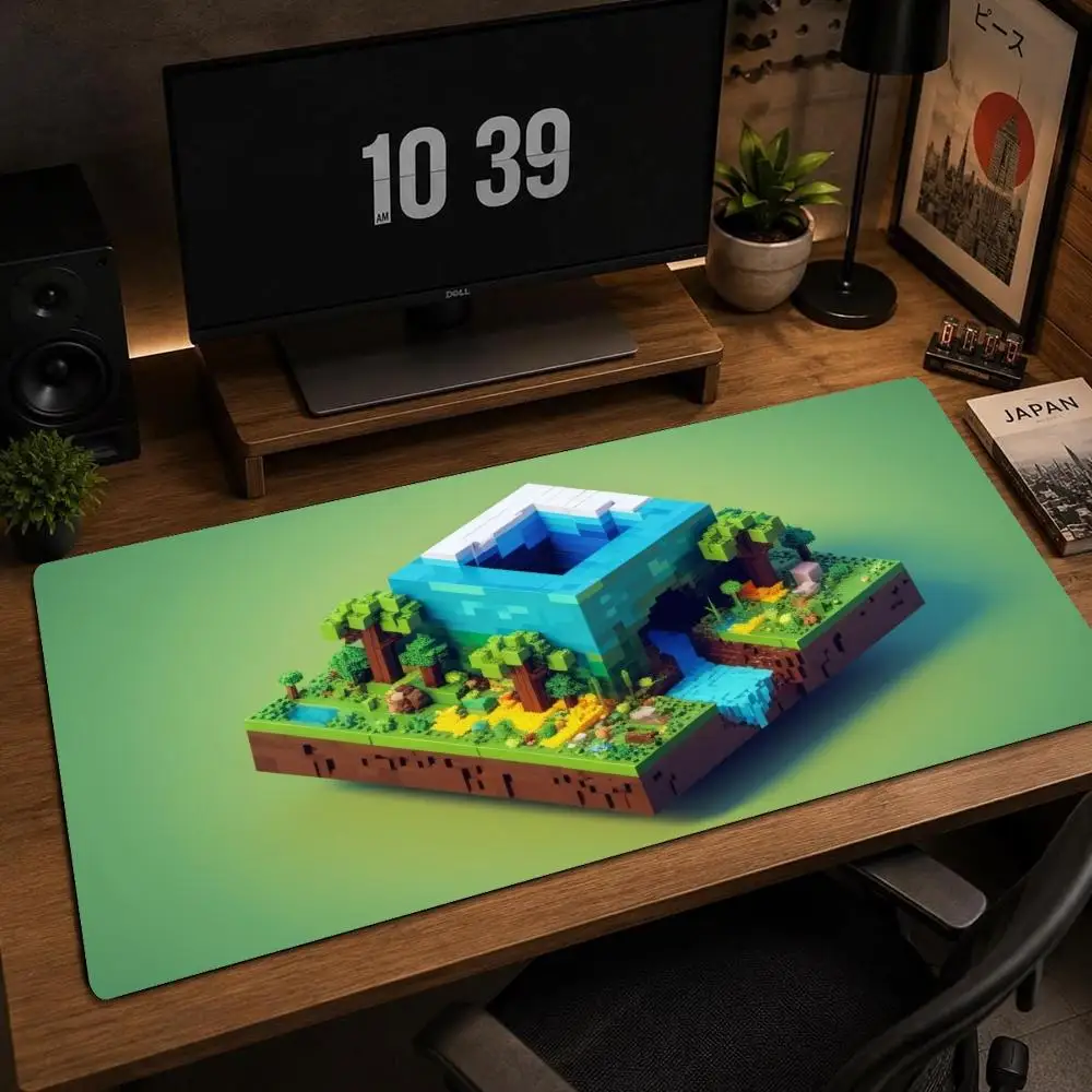 Pixel Block World Mouse Pad XXL Voxel Landscape Art Non‑Slip Rubber Deskmat Pc Game Keyboard Mats Large Computer Mouse Mat