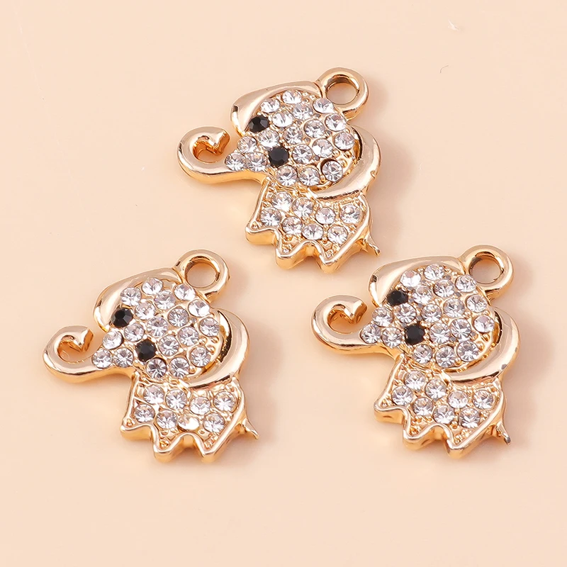 Leslie 10 Stück 16 x 15 mm exquisite Kristall-Elefant-Anhänger für DIY-Tier-Ohrringe, Armbänder, Anhänger, Halsketten, Schmuck, handgefertigtes Kunsthandwerk – Detail 4