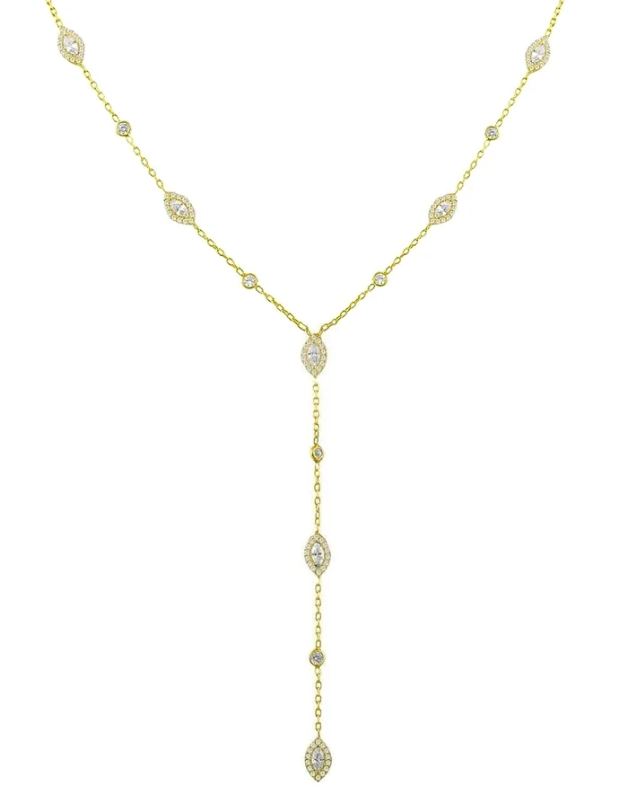 New Sparking Bling 5A Cubic Zirconia CZ Marquise Eye Shaped Charm Long Y Lariat Sexy Women Chain Necklace