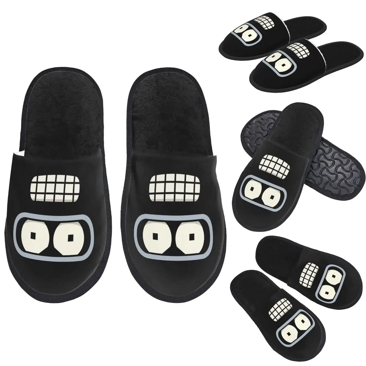 Custom Bender's Face Slippers Memory Foam Warm Soft Women House Slipper Bedroom Cozy Shoes