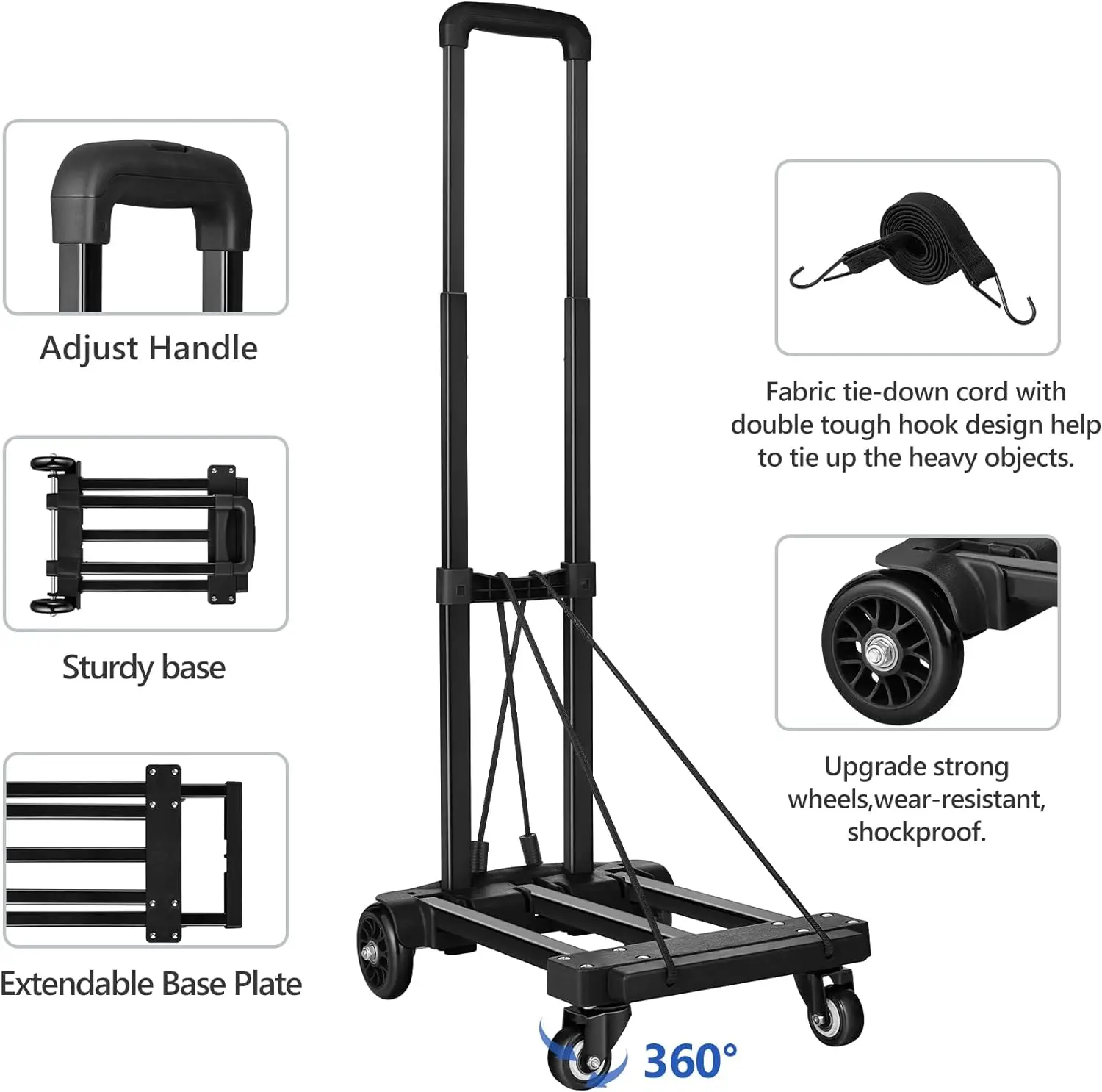 Opvouwbare Steekwagen, 290 Lbs Zware Dolly Kar Voor Het Verplaatsen, Massief Bouw Utility Kar Compact En Lichtgewicht